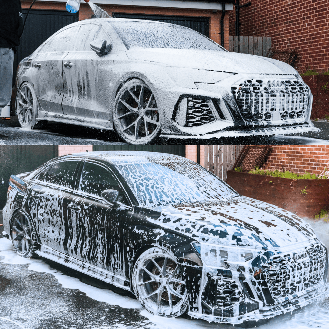 Snow foam for detailed cleaning of a car in UK